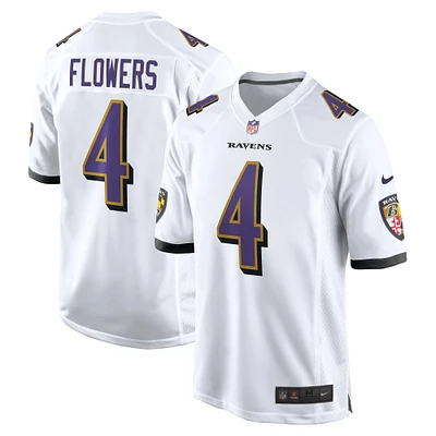 Men's Nike Zay Flowers  White Baltimore Ravens  Game Jersey