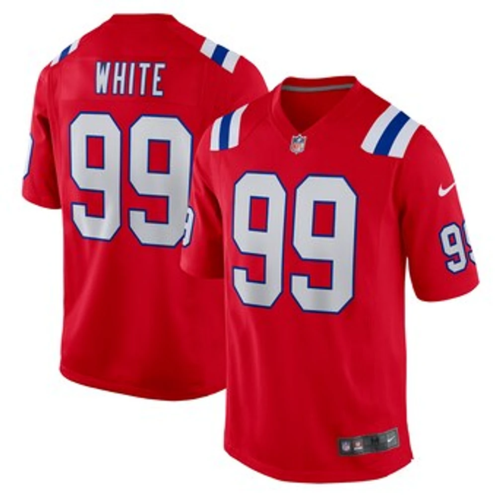 Men's Nike Keion White Red New England Patriots Alternate Team Game Jersey