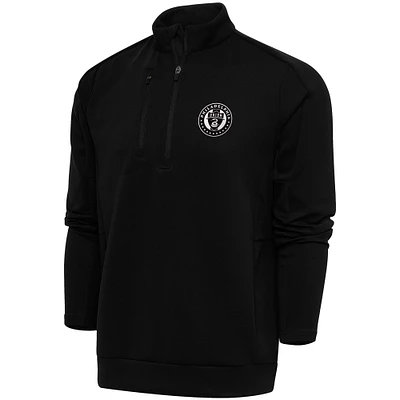 Men's Antigua  Black Philadelphia Union Brushed Metallic Generation Quarter-Zip Top