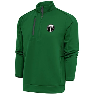 Men's Antigua  Green Portland Timbers Brushed Metallic Generation Quarter-Zip Top