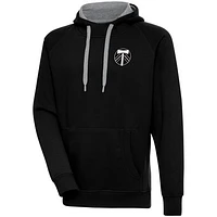 Men's Antigua  Black Portland Timbers Brushed Metallic Victory Raglan Pullover Hoodie