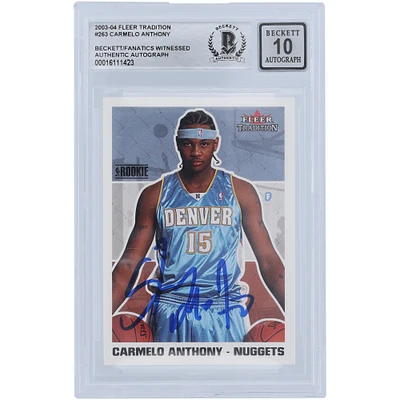 Carmelo Anthony Denver Nuggets Autographed 2003-04 Fleer Tradition #263 Beckett Fanatics Witnessed Authenticated 10 Rookie Card