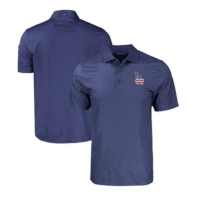 Men's Cutter & Buck  Navy Los Angeles Dodgers Stars Stripes Big Tall Pike Eco Tonal Geo Print Stretch Recycled Polo