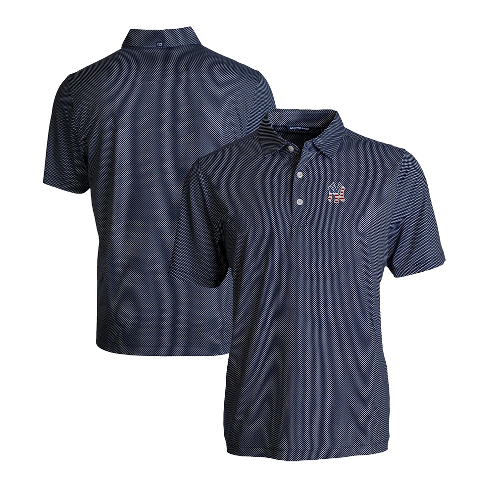 Men's Cutter & Buck Navy/White New York Yankees Stars Stripes Big Tall Pike Eco Symmetry Print Stretch Recycled Polo