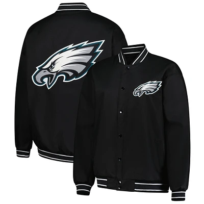 Women's JH Design  Black Philadelphia Eagles Plus Size Full-Snap Jacket