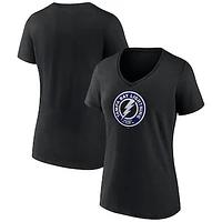 Women's Fanatics  Black Tampa Bay Lightning Alternate Logo V-Neck T-Shirt