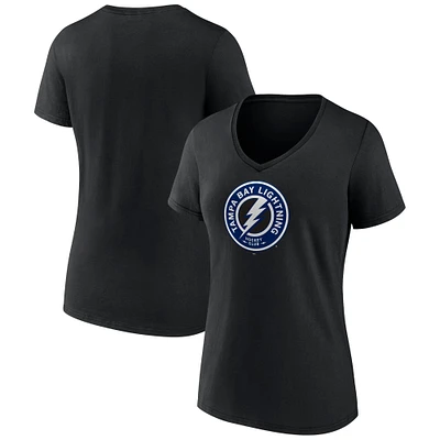 Women's Fanatics  Black Tampa Bay Lightning Alternate Logo V-Neck T-Shirt