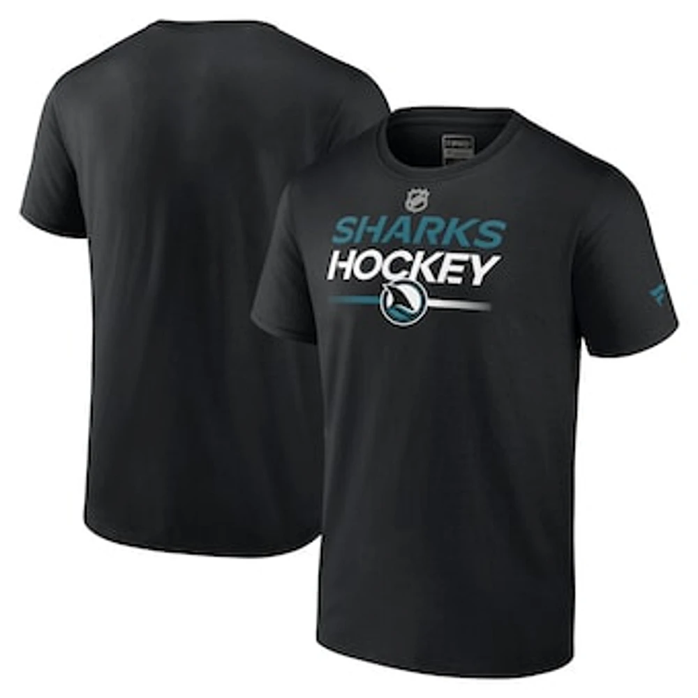 Men's Fanatics Black San Jose Sharks Authentic Pro Wordmark Alt Logo T-Shirt