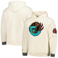 Men's Mitchell & Ness Cream Vancouver Grizzlies Chainstitch Felt Pullover Hoodie