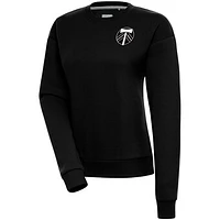 Women's Antigua  Black Portland Timbers Brushed Metallic Victory Pullover Sweatshirt