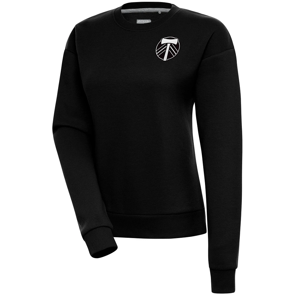 Women's Antigua Black Portland Timbers Brushed Metallic Victory Pullover Sweatshirt