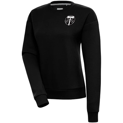 Women's Antigua  Black Portland Timbers Brushed Metallic Victory Pullover Sweatshirt