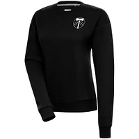 Women's Antigua  Black Portland Timbers Brushed Metallic Victory Pullover Sweatshirt
