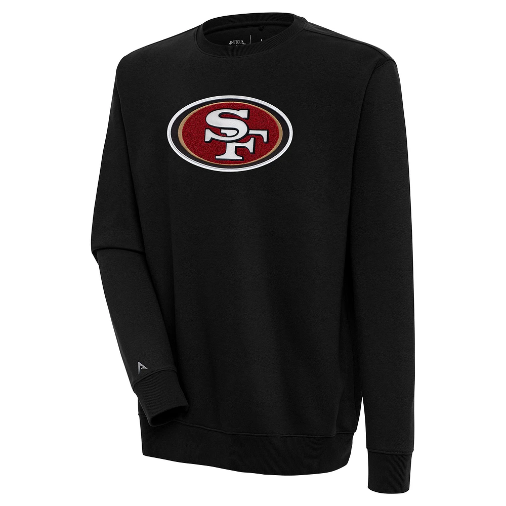 Men's Antigua Black San Francisco 49ers Victory Crewneck Pullover Sweatshirt