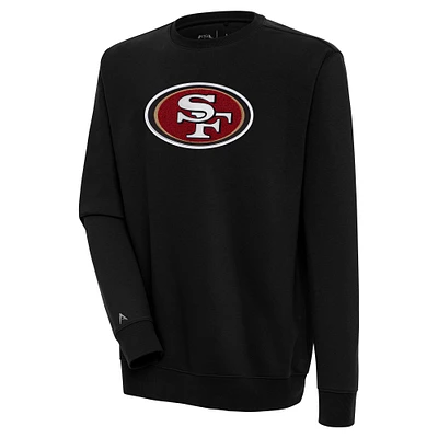Men's Antigua  Black San Francisco 49ers Victory Crewneck Pullover Sweatshirt