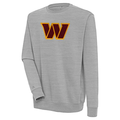 Men's Antigua  Heather Gray Washington Commanders Victory Crewneck Pullover Sweatshirt