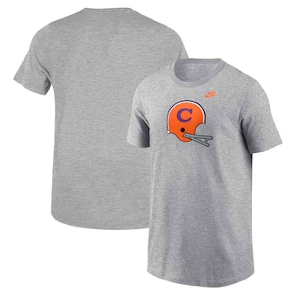 Youth Nike Heather Gray Clemson Tigers Helmet T-Shirt