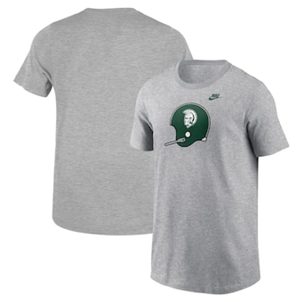 Youth Nike Heather Gray Michigan State Spartans Helmet T-Shirt