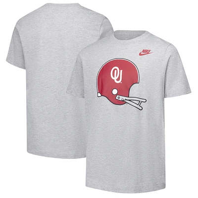 Youth Nike Heather Gray Oklahoma Sooners Helmet T-Shirt