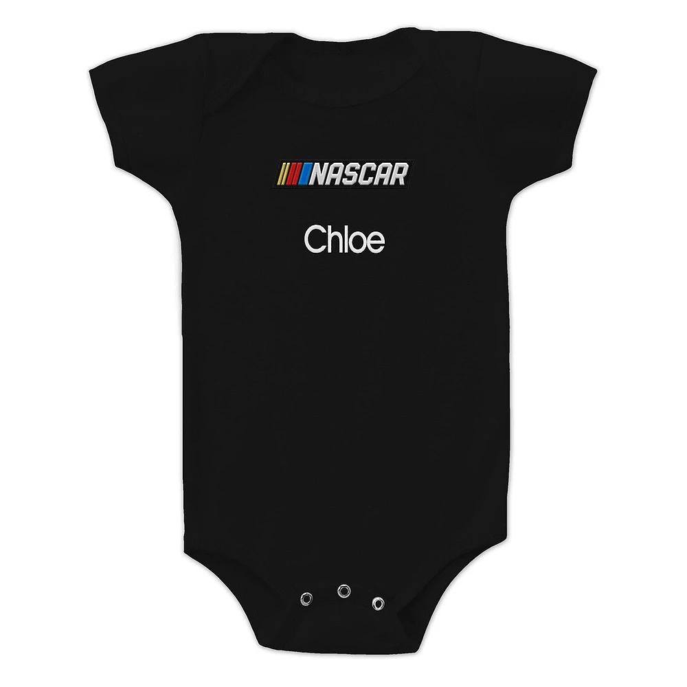 Newborn & Infant Chad Jake  Black NASCAR Personalized Bodysuit