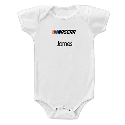 Newborn & Infant Chad Jake  White NASCAR Personalized Bodysuit