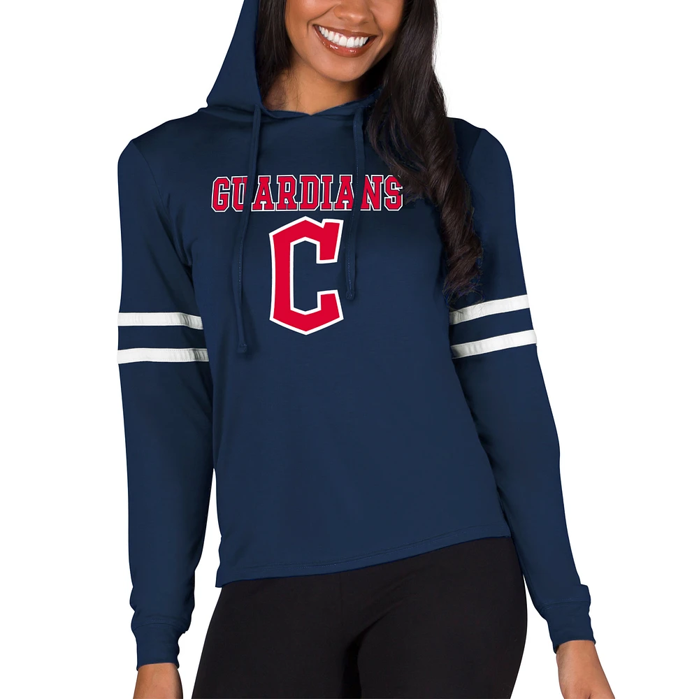 Women's Concepts Sport Navy Cleveland Guardians Marathon Lightweight Lounge Pullover Hoodie