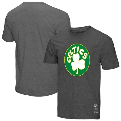 Unisex Mitchell & Ness Heather Gray Boston Celtics Hardwood Classics MVP Throwback Logo T-Shirt