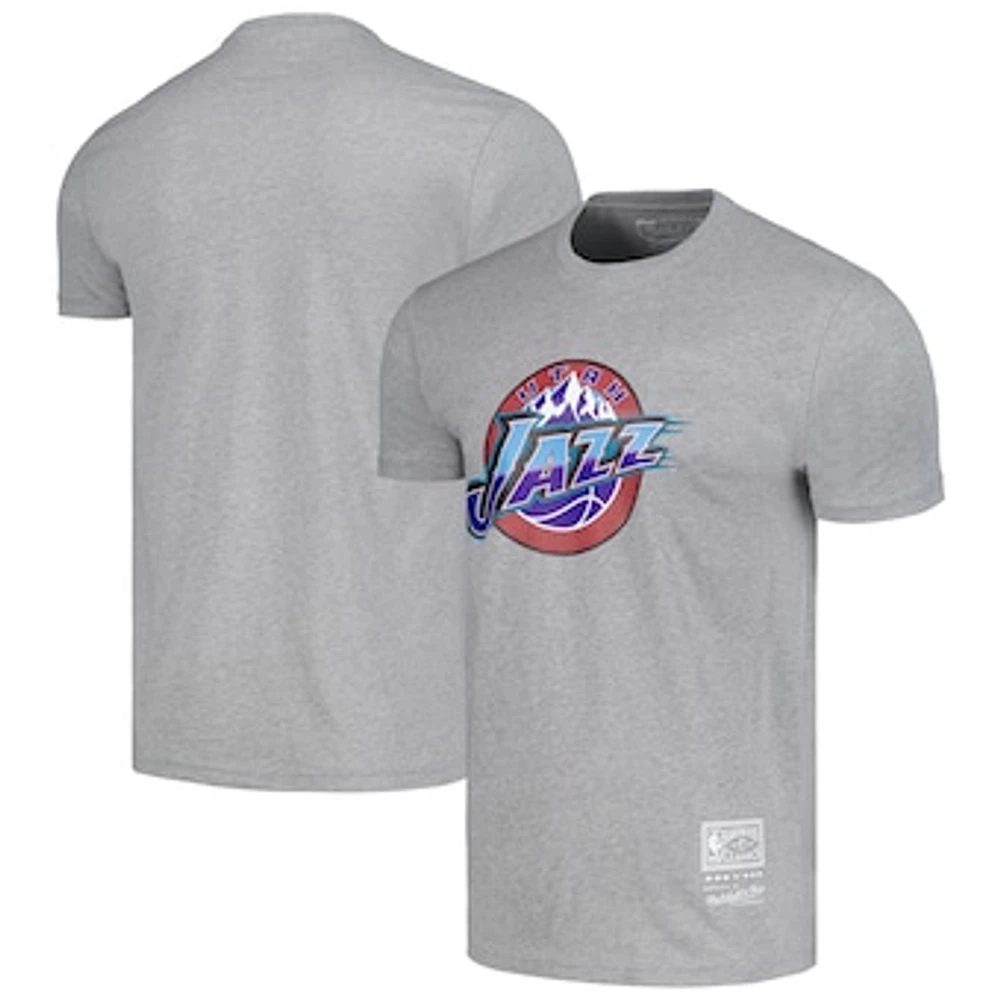 Unisex Mitchell & Ness  Gray Utah Jazz Hardwood Classics MVP Throwback Logo T-Shirt