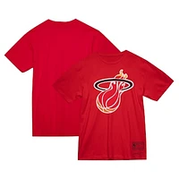 Unisex Mitchell & Ness  Red Miami Heat Hardwood Classics MVP Throwback Logo T-Shirt