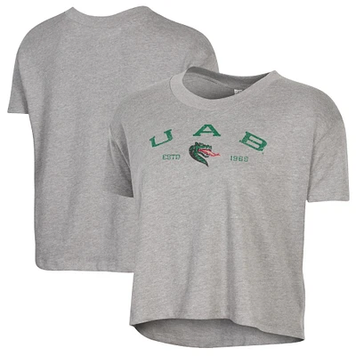 Women's Alternative Apparel  Gray UAB Blazers Retro Jersey Headliner Cropped T-Shirt