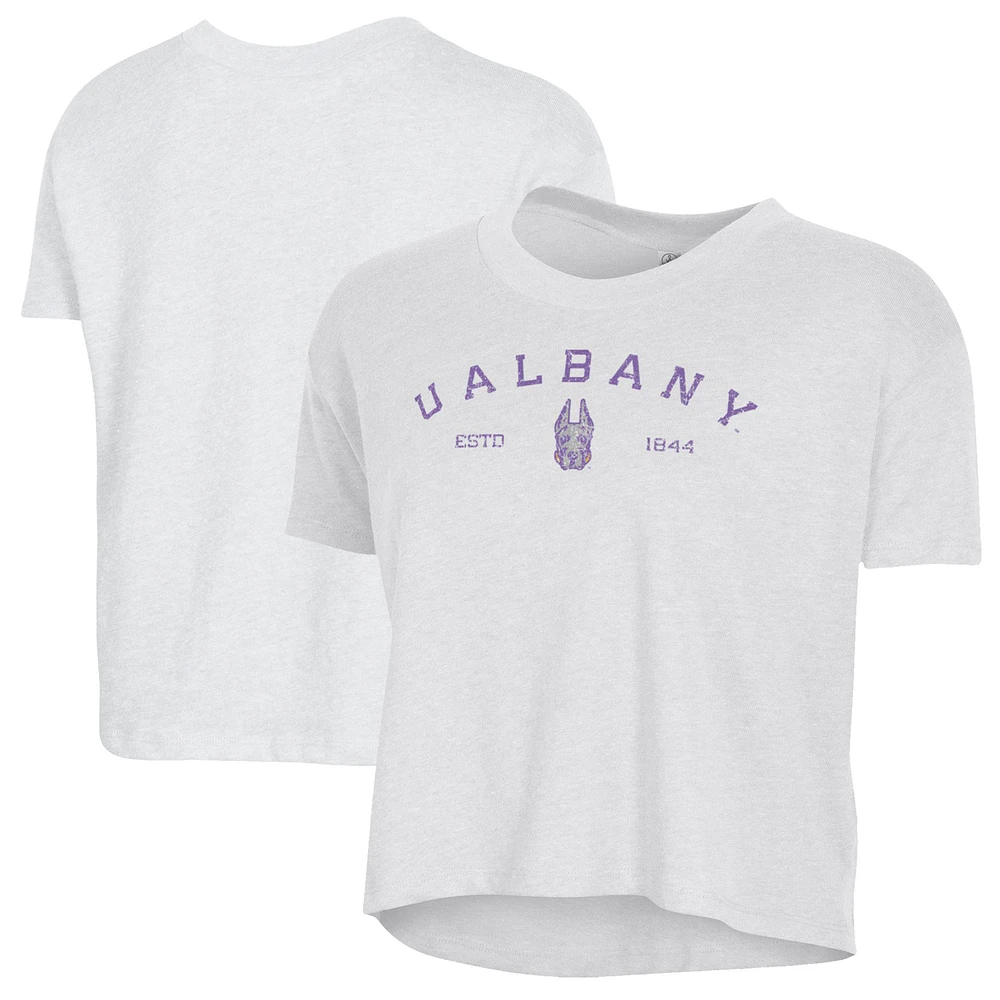 Women's Alternative Apparel White UAlbany Great Danes Retro Jersey Headliner Cropped T-Shirt