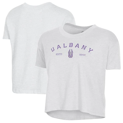 Women's Alternative Apparel  White UAlbany Great Danes Retro Jersey Headliner Cropped T-Shirt