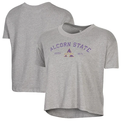 Women's Alternative Apparel  Gray Alcorn State Braves Retro Jersey Headliner Cropped T-Shirt