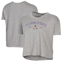 Women's Alternative Apparel  Gray Alcorn State Braves Retro Jersey Headliner Cropped T-Shirt