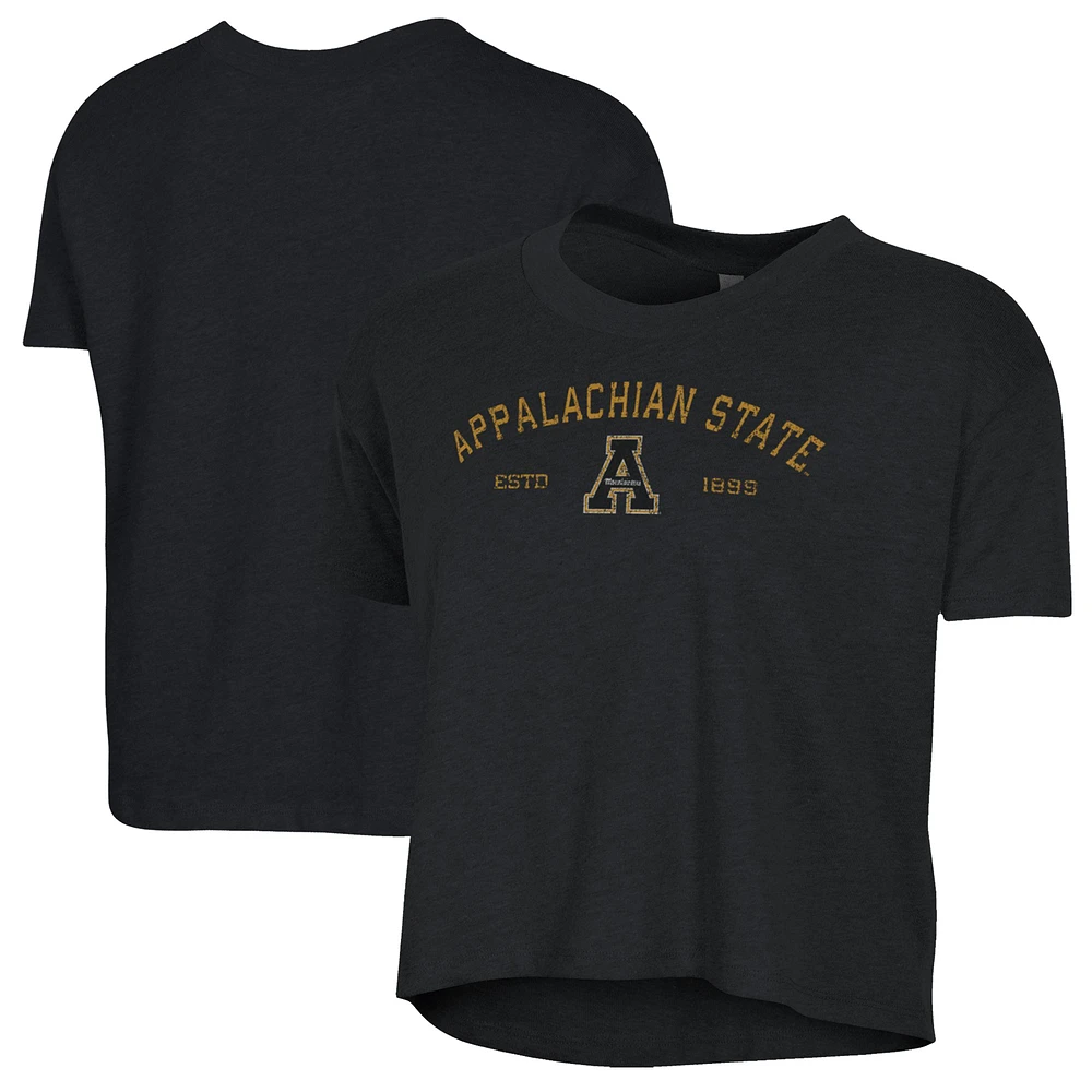 Women's Alternative Apparel Black Appalachian State Mountaineers Retro Jersey Headliner Cropped T-Shirt