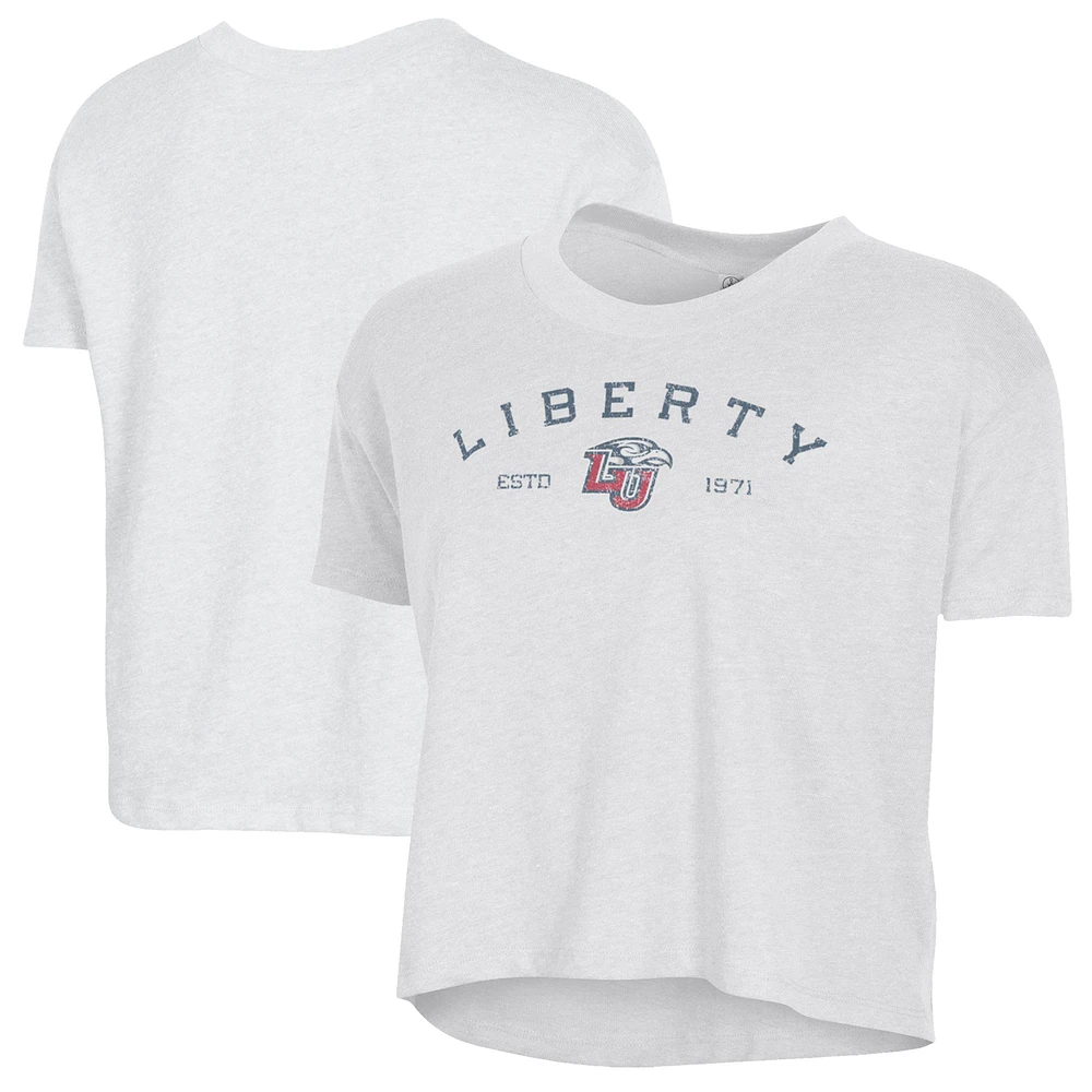 Women's Alternative Apparel White Liberty Flames Retro Jersey Headliner Cropped T-Shirt