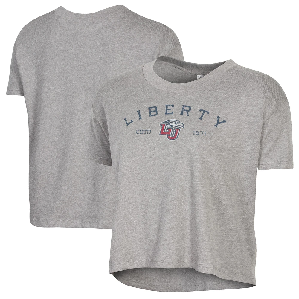 Women's Alternative Apparel Gray Liberty Flames Retro Jersey Headliner Cropped T-Shirt