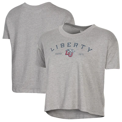 Women's Alternative Apparel  Gray Liberty Flames Retro Jersey Headliner Cropped T-Shirt