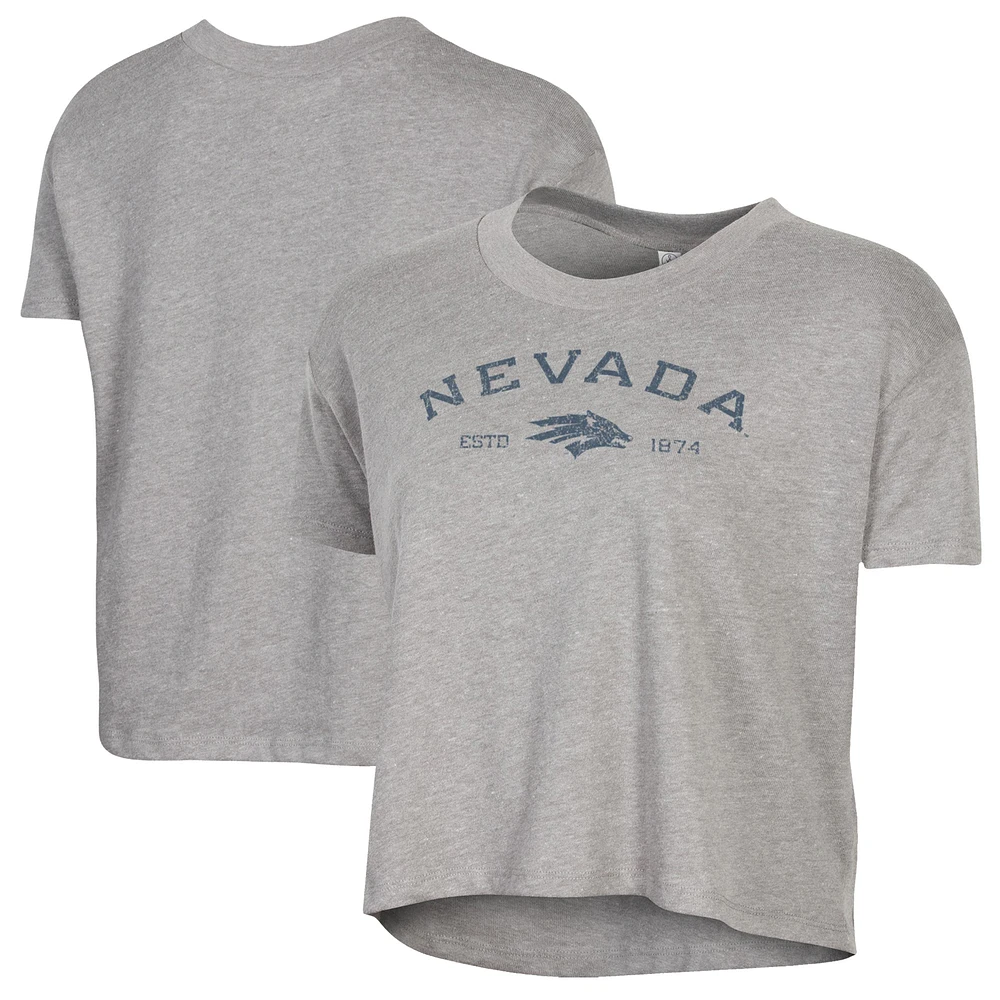 Women's Alternative Apparel Gray Nevada Wolf Pack Retro Jersey Headliner Cropped T-Shirt