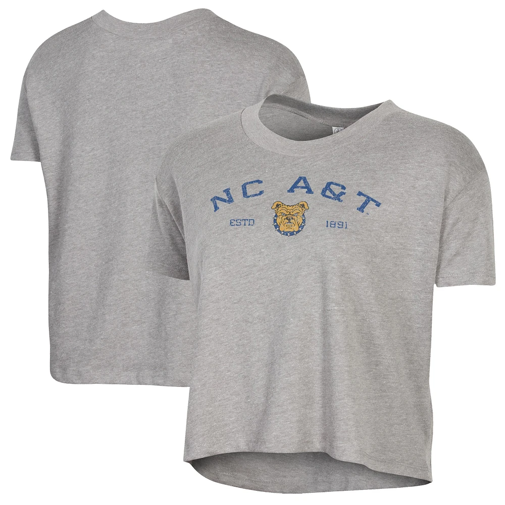 Women's Alternative Apparel Gray North Carolina A&T Aggies Retro Jersey Headliner Cropped T-Shirt