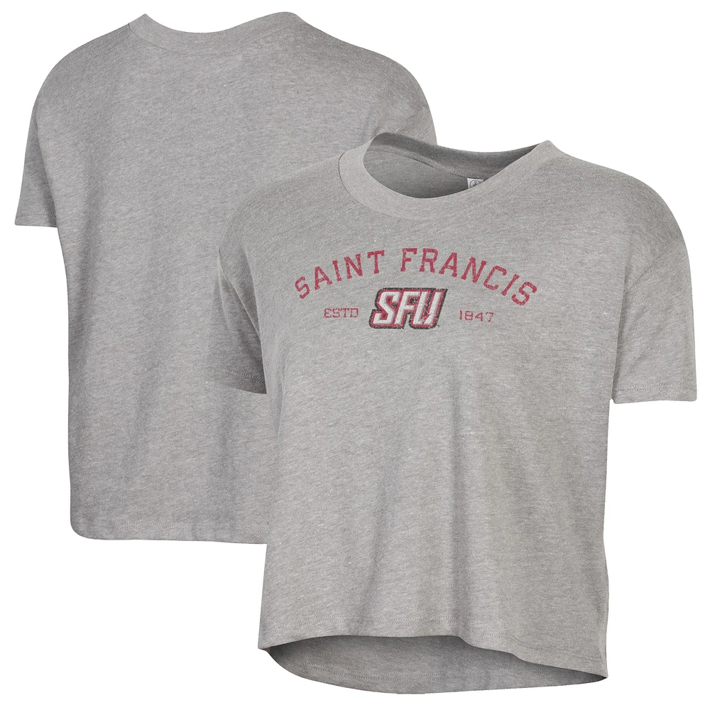 Women's Alternative Apparel Gray Saint Francis Red Flash Retro Jersey Headliner Cropped T-Shirt