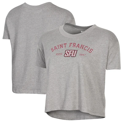 Women's Alternative Apparel  Gray Saint Francis Red Flash Retro Jersey Headliner Cropped T-Shirt
