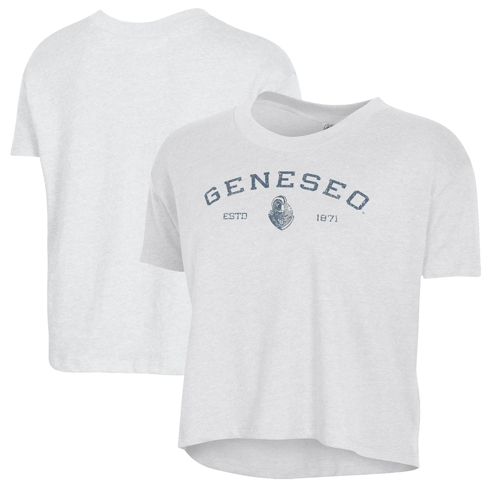 Women's Alternative Apparel White SUNY Geneseo Knights Retro Jersey Headliner Cropped T-Shirt