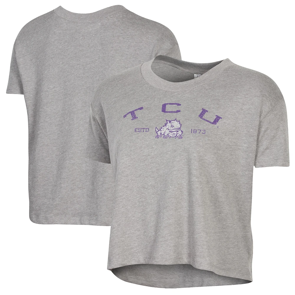 Women's Alternative Apparel Gray TCU Horned Frogs Retro Jersey Headliner Cropped T-Shirt