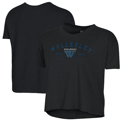 Women's Alternative Apparel  Black Wellesley Blue Retro Jersey Headliner Cropped T-Shirt