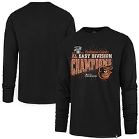 Men's '47  Black Baltimore Orioles 2023 AL East Division Champions Distressed Franklin Long Sleeve T-Shirt