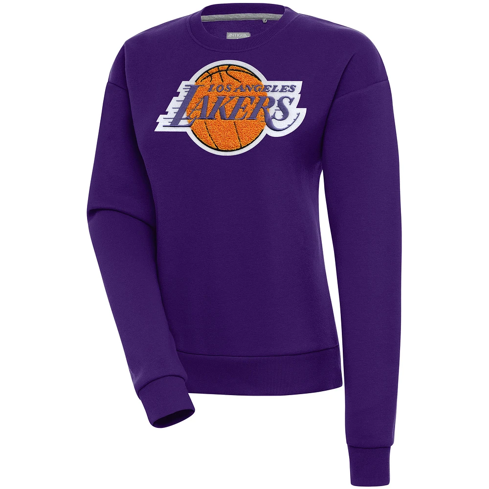 Women's Antigua Purple Los Angeles Lakers Victory Crewneck Pullover Sweatshirt