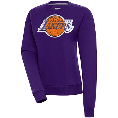 Women's Antigua  Purple Los Angeles Lakers Victory Crewneck Pullover Sweatshirt