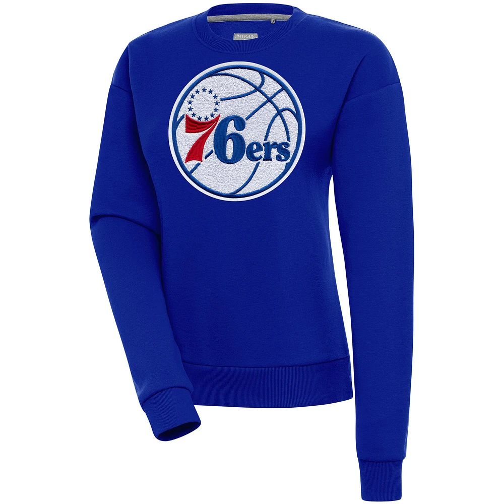 Women's Antigua Royal Philadelphia 76ers Victory Crewneck Pullover Sweatshirt
