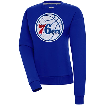 Women's Antigua  Royal Philadelphia 76ers Victory Crewneck Pullover Sweatshirt
